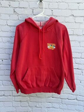 Billabong x Wrangler Red Embroidered Pullover Hoodie Size Small